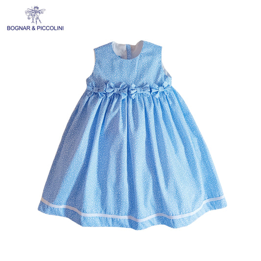 Ultramarine Blue Flowers Dress w/Bows