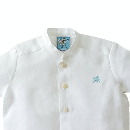 Boy's Short Sleeve Mandarin Collar Shirt