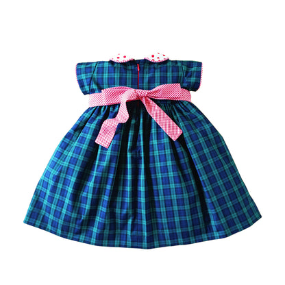 Girl's Green Plaid Holiday Dress