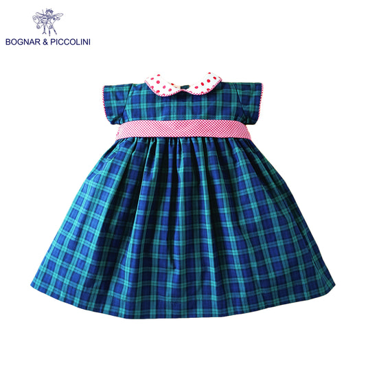 Girl's Green Plaid Holiday Dress